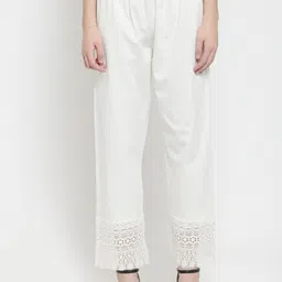 Clora Creation Women Off-White Solid Straight Palazzos-46
