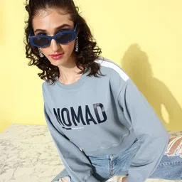 The Roadster Life Co. Ocean Blue Hyper Graphics Printed Cropped Sweatshirt-image-20