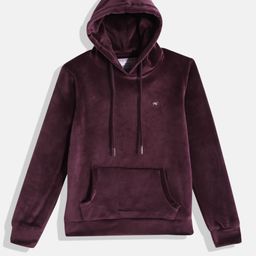 Monte Carlo Girls Burgundy Solid Velvet Finish Hooded Sweatshirt-image-39