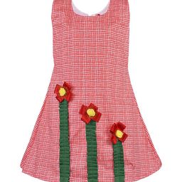 Wish Karo Girls Red & White Checked Fit and Flare Dress-15