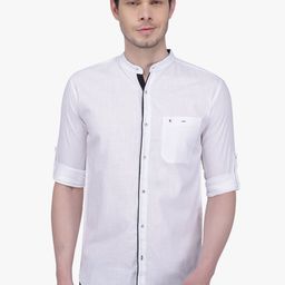 Kuons Avenue Men White Slim Fit Solid Casual Shirt-image-65