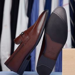 Men Rosewood Leatherette Moccasins Formal Shoes-image-77