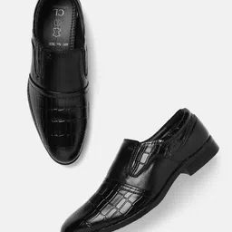 Carlton London Men Textured Leather Formal Slip-On Shoes-image-36