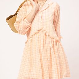 DressBerry Sunset Romance Ruffled Dobby Detail Shirt Mini Dress-image-41
