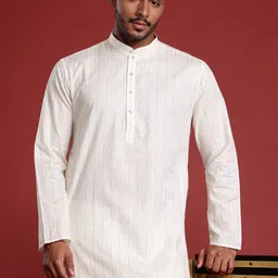 MANQ Men Striped Pure Cotton Kurta with Pyjamas-picture-50