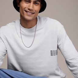 WROGN Self Striped Drop-Shoulder Sleeves Oversized T-shirt-image-34