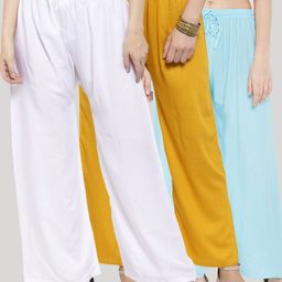 Clora Creation Women Pack Of 3 Knitted Palazzos-image-31