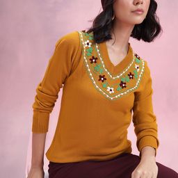 DressBerry Floral Embroidered Acrylic Pullover-image-37