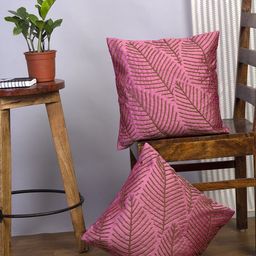 Alina decor Pink & Gunmetal-Toned Set of 2 Embellished Square Cushion Covers-image-50
