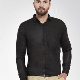 JAINISH Men Black Classic Slim Fit Solid Formal Shirt-image-114