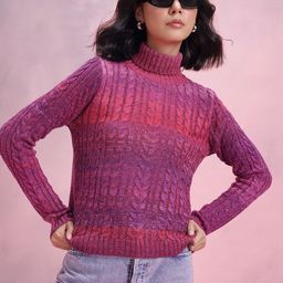 DressBerry Turtle Neck Cable Knit Design Acrylic Pullover-picture-16