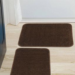 Saral Home Brown Set of 2 Solid Anti-Skid Soft Microfiber 110 GSM Bathmats-25