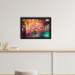 eCraftIndia Multicoloured Waterfall View Satin Matte Texture UV Wall Painting-image-97