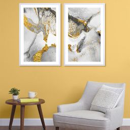 999Store Set Of 2 Grey & Black Printed Abstract Pattern Wall Art-8