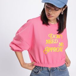 glitchez Modern Sassy Typography Printed Oversized Boxy Fit Crop Sweatshirt-image-24