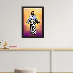 eCraftIndia Yellow & Blue Jesus Christ Satin Matte Texture UV Wall Painting-image-73