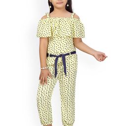 Aarika Girls Yellow & Navy Blue Printed Basic Jumpsuit-picture-21