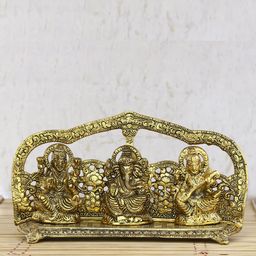 eCraftIndia Gold-Toned Laxmi Ganesha Saraswati Shining Religious Decorative Showpiece-image-36