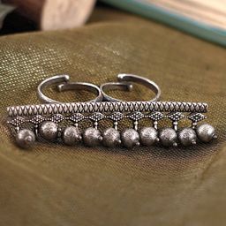 TEEJH Antique Silver-Toned Oxidised Finger Ring-picture-52