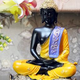 eCraftIndia Black & Yellow Handcrafted Buddha Showpiece-image-15