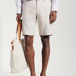 MANGO MAN Slim Fit Linen Chino Bermuda Shorts-image-55