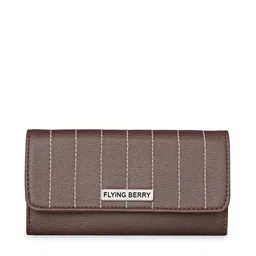 FLYING BERRY Women Coffee Brown Striped Purse Clutch-picture-1