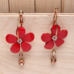 Shining Diva Fashion Red Contemporary Hoop Earrings-44