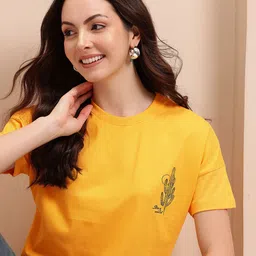 Mast & Harbour Women Drop-Shoulder Sleeves Pure Cotton T-shirt-picture-46