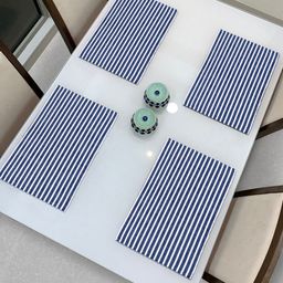 HOKIPO Set Of 4 Blue & White Striped Table Placemats-12