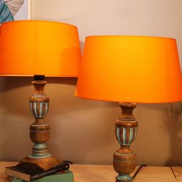 Homesake Orange & Brown Textured Contemporary Handcrafted Bedside Standard Table Lamp-24