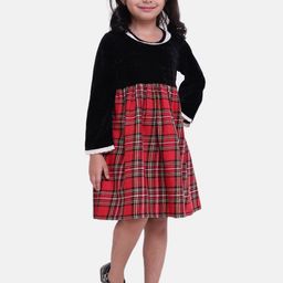 BownBee Girls Black Checked A-Line Dress-image-15