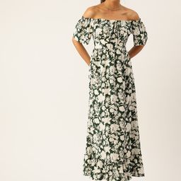 bebe Dose of Vitamin Floral Printed Off-Shoulder Fit & Flare Maxi Dress-image-2