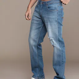 The Roadster Life Co. Men Regular Fit Low Distress Heavy Fade Stretchable Jeans-picture-12