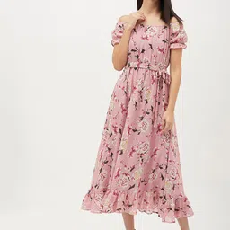 Harpa Pink Floral Printed A-Line Dress-picture-16
