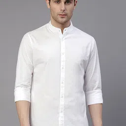 Dennis Lingo Men White Comfort Slim Fit Solid Pure Cotton Casual Shirt-image-85