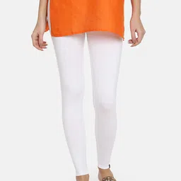 TWIN BIRDS Women White Solid Ankle-Length Leggings-image-3