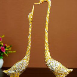 eCraftIndia Set of 2 Gold & Silver Kissing Swan Couple Handcrafted Figurine Showpieces-image-37