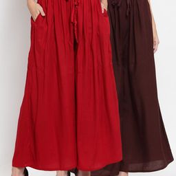 Clora Creation Women Pack of 2 Solid Wide Leg Palazzos-picture-52