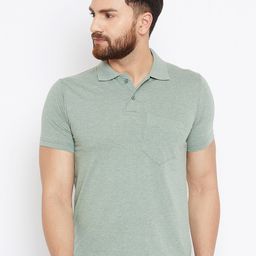 Camey Men Green Solid Polo Collar T-shirt-image-65