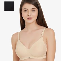 Soie Nude & Black T-shirt Bra Full Coverage-image-65