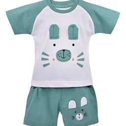 Wish Karo Boys Sea Green & White Solid T-shirt with Shorts-image-66