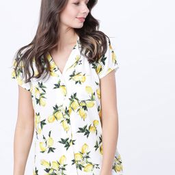 Tokyo Talkies Women White & Green Regular Fit Printed Nightdress-image-63