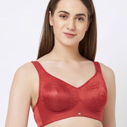 Soie Red Solid Non-Wired Non Padded Minimizer Bra-28