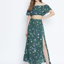 Berrylush Women Green Floral Printed Co-ordinate Set-picture-53