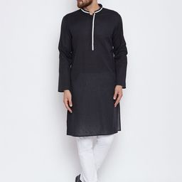 even Men Black Solid Straight Kurta-image-46