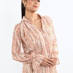 Stylecast X Hersheinbox Printed Bell Sleeves Georgette Shirt Style Top-image-26