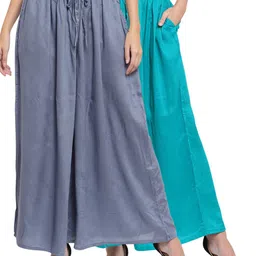 Clora Creation Women Pack Of 2 Solid Wide Leg Palazzos-20