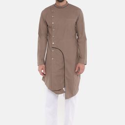 Freehand by The Indian Garage Co Men Brown Solid Straight Kurta-image-42