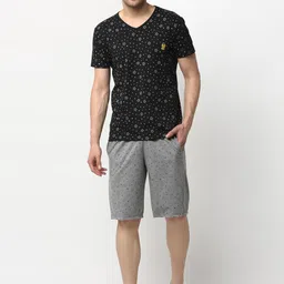 VIMAL JONNEY Men Black & Grey Printed Night suit-image-35