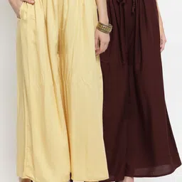 Clora Creation Women Pack Of 2 Solid Wide Leg Palazzos-picture-31